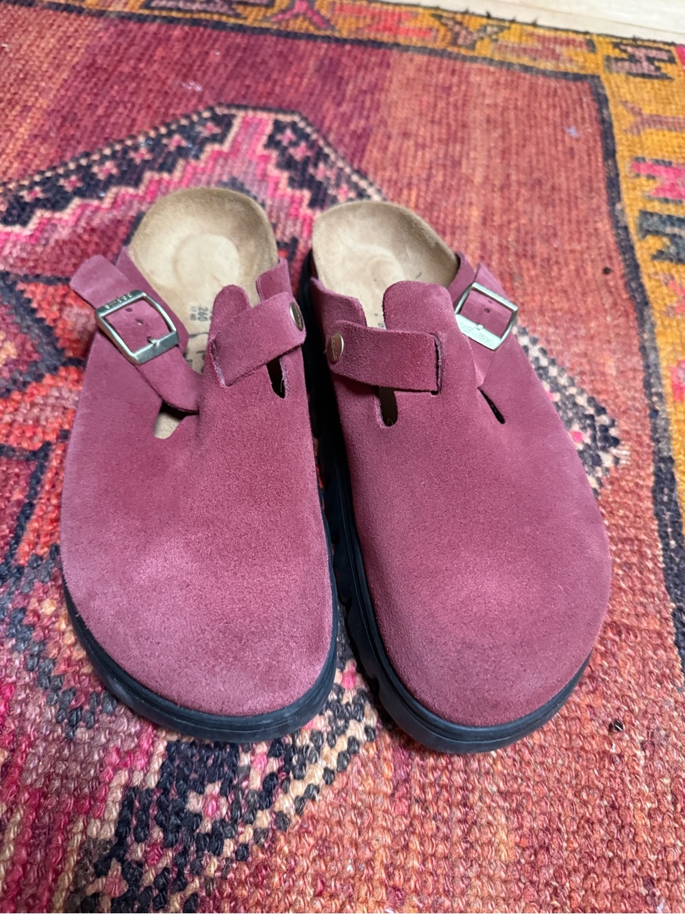 Birkenstock Platform Burgundy Suede Clog Mules, size 39 - Picture 5 of 12